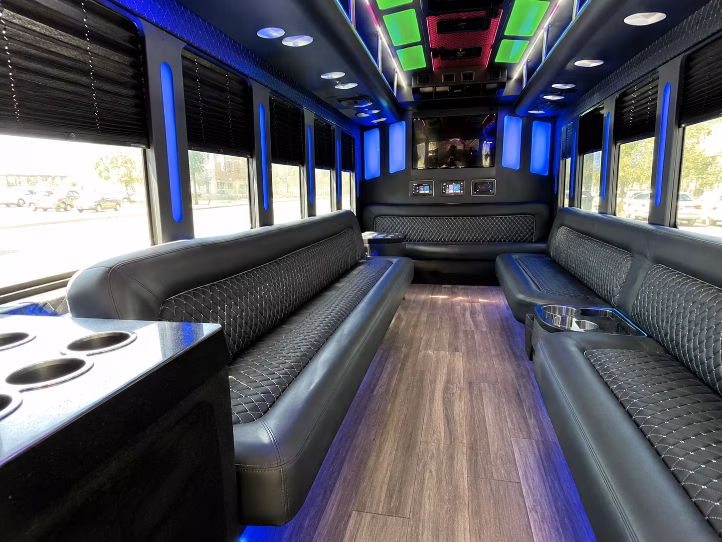 fort collins 15 passenger party bus inside