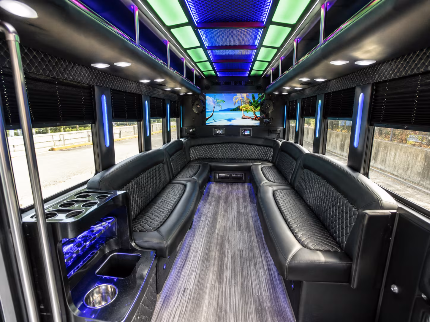 fort collins 18 passenger party bus inside