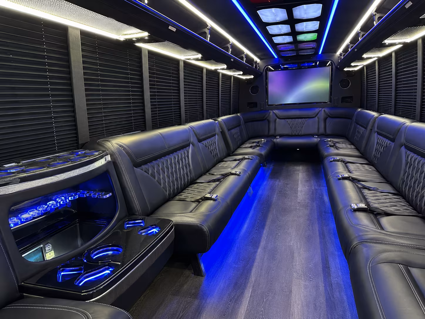 fort collins 20 passenger party bus inside