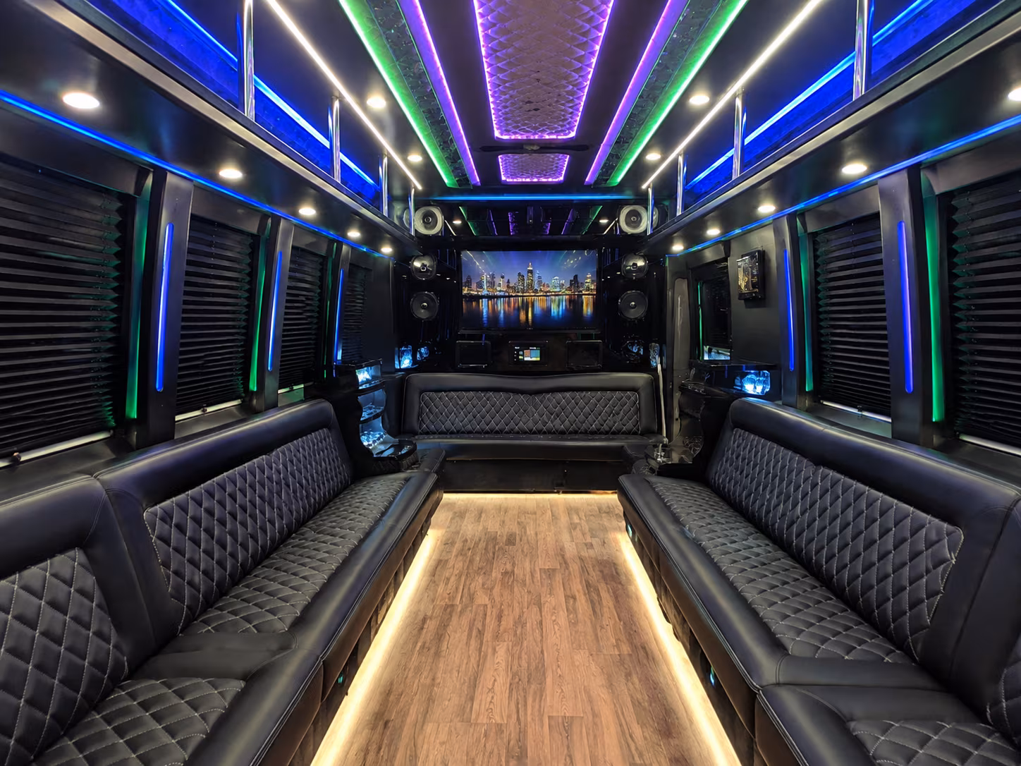 fort collins 25 passenger party bus interior