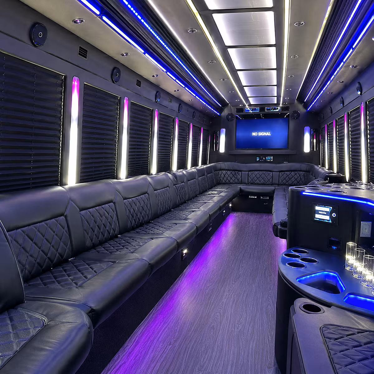 fort collins 30 passenger party bus inside