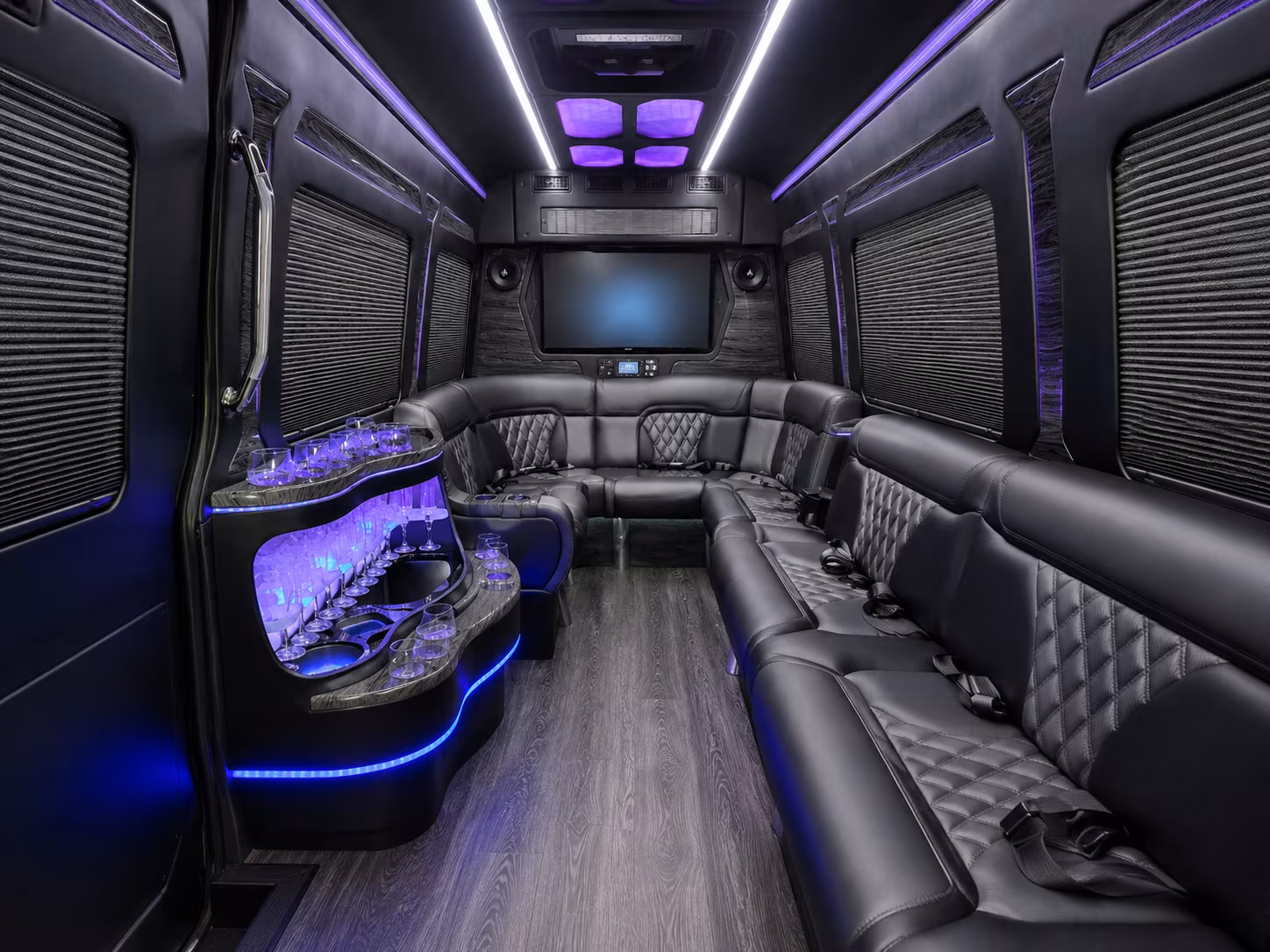 fort collins 40 passenger party bus interior
