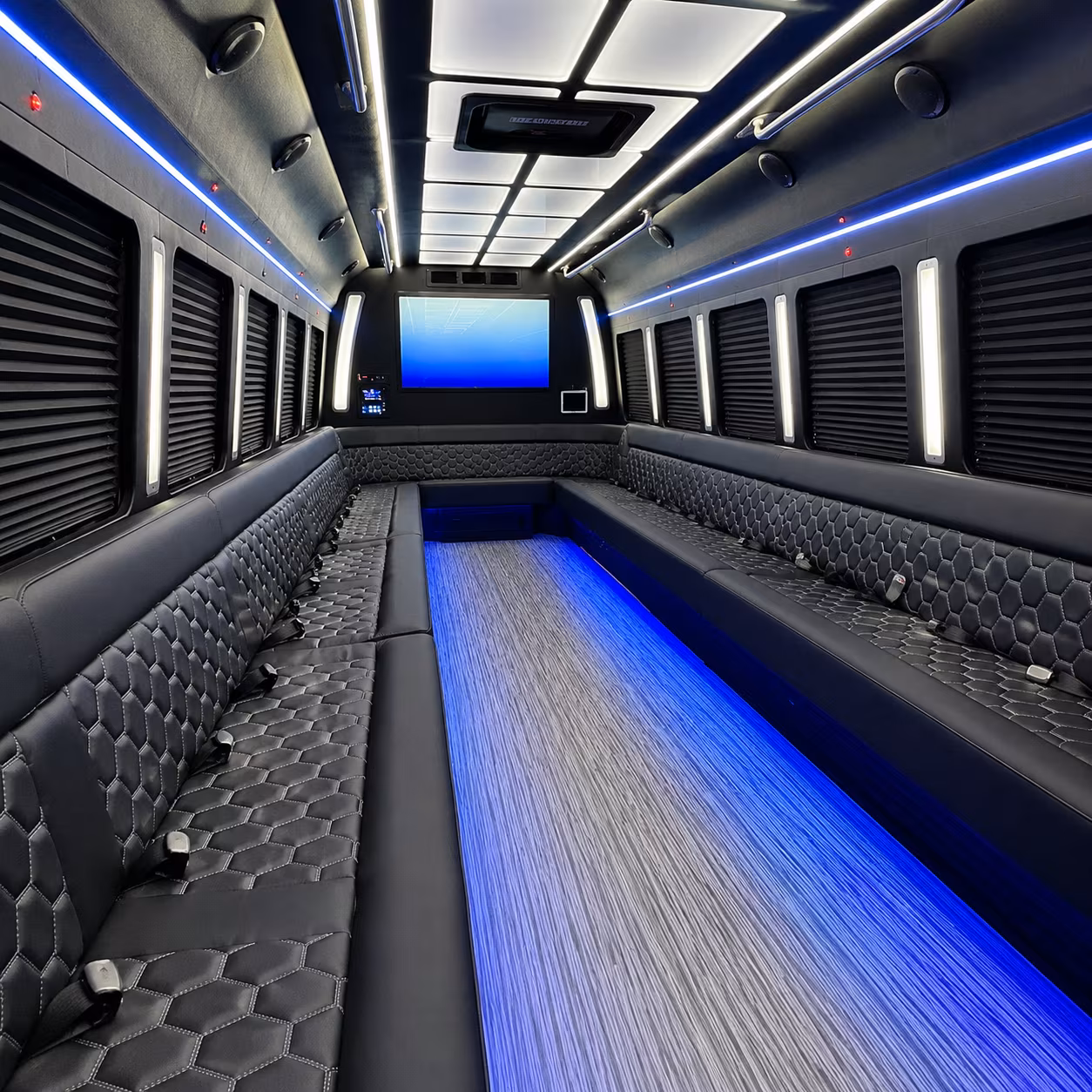 fort collins 50 passenger party bus inside