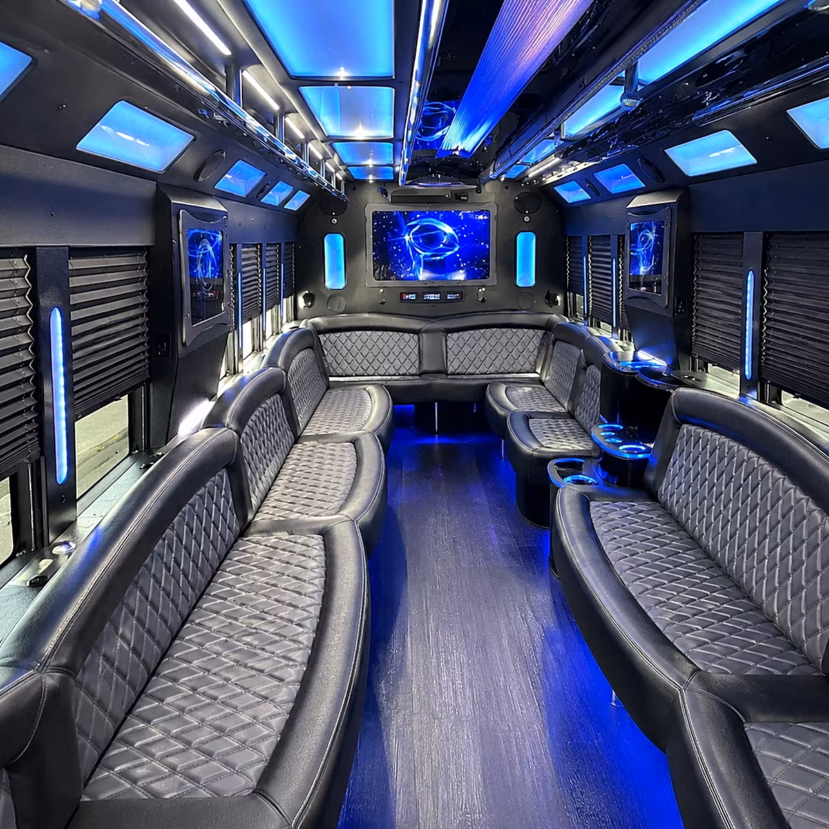 fort collins 50 passenger party bus interior